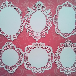 White Paper Lace Frames - Pack of 6 - Card Making, Crafts, Scrapbooking,  tea party decoration