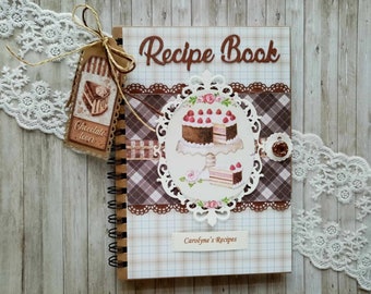 Personalised Recipe Book, 70 sheets, Handmade Recipe Organizer, Kitchen Notebook, Recipe Journal - Gift for mum