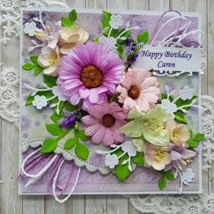 Personalised Birthday Luxury 3D Card, Handmade Shabby Chic - any greeting + your message inside