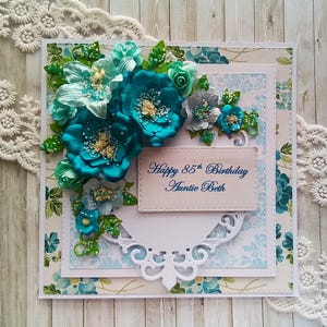 Personalisierte Luxus 3D Geburtstagskarte - Handgemachter Shabby Chic + geben Sie Ihre eigene Nachricht ein