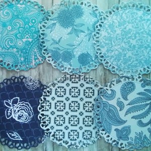 12,7 cm blaues Spitzendeckchen aus Blumenpapier, 6 Stück, Kartenherstellung, Basteln, Scrapbooking, Tee-Partydekoration