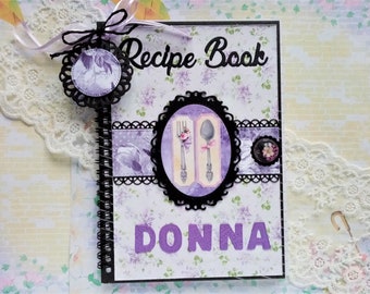 Personalised Recipe Book PROVENCE Style, Handmade Recipe Organizer, Kitchen Notebook, Recipe Journal - gift for mum