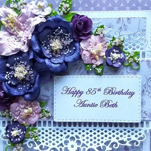 Boxed Luxury Birthday 3D Card, Shabby chic, Handmade, Personalised - any greeting + your message inside image 3
