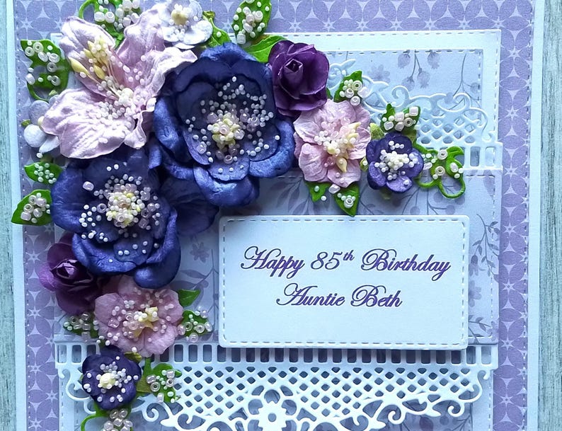 Boxed Luxury Birthday 3D Card, Shabby chic, Handmade, Personalised - any greeting + your message inside image 3