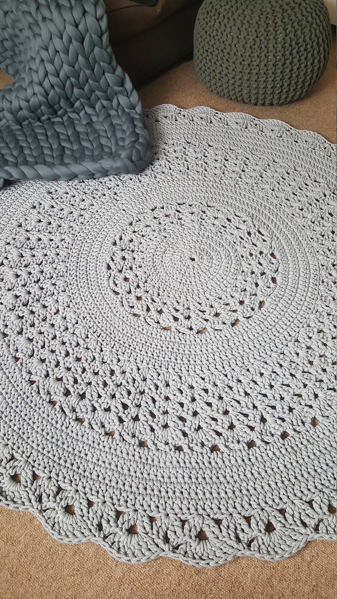 Handmade Crochet Rug/doily Round Rug/ Cotton Rope Rug/floor Etsy