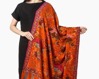 Kani Weave Shawls Handwoven in Kashmir, Pure Pashmina Kani Shawl, Cashmere Pashmina Kani Wrap for Women, Detailed Aquatic Handwoven design