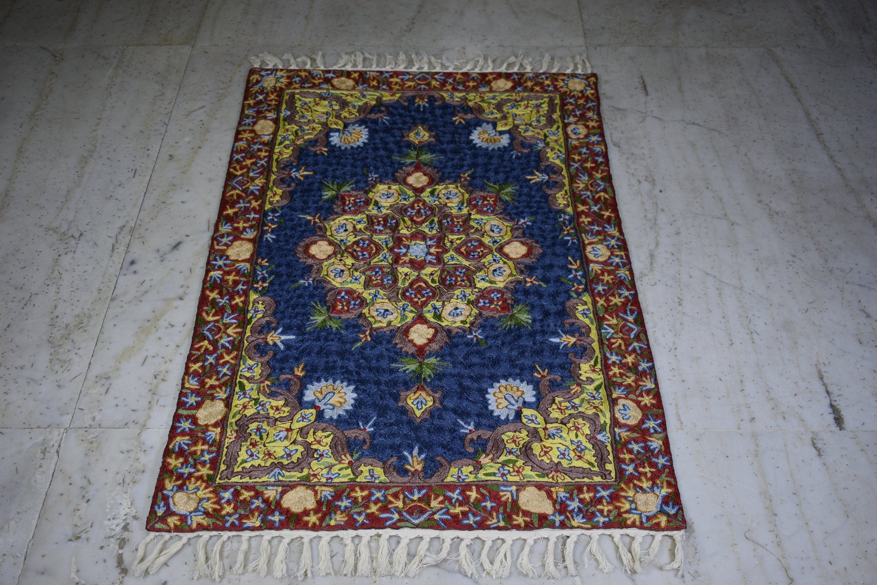 30 x 48 Inch Rug Blue handmade embroidery carpet from Etsy