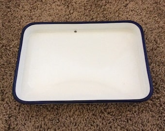 Vintage White enamelware tray