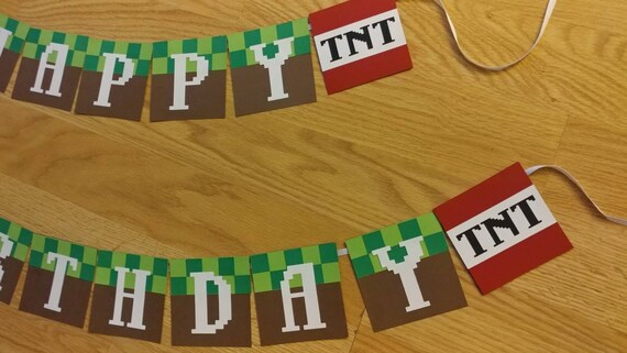 Minecraft Inspired Minecraft Birthday Banner Etsy