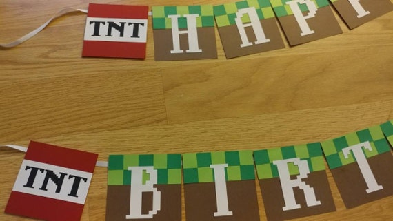 Minecraft Inspired Minecraft Birthday Banner Etsy