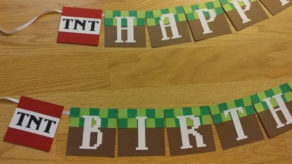 Minecraft Inspired Minecraft Birthday Banner Etsy