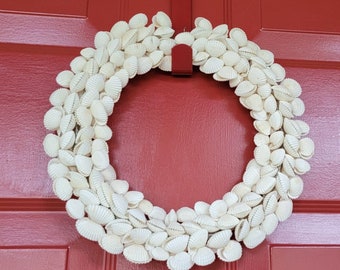 Shell Wreaths for Wall Decor & Front Door, Outdoor Wreath, Spring Front Door Wreath, Coastal Shell Wreath for Beachy Home Decor, christmas