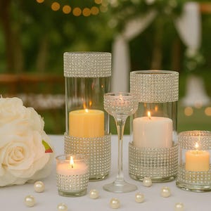 Set of 3-Wedding decors,Bridal shower,Rhinestone Centerpieces,glass Vase with bling,Glam Vase,wedding,bling vase,table centerpiece,bling zdjęcie 5