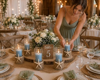 Beach Wedding Decor, Bedroom candle holder, Destination Wedding Decor, Floral Arrangement, Wedding Table , starfish Coastal Nautical Decor