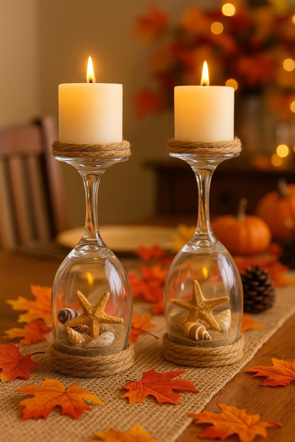 Wine Glass Candle Holders