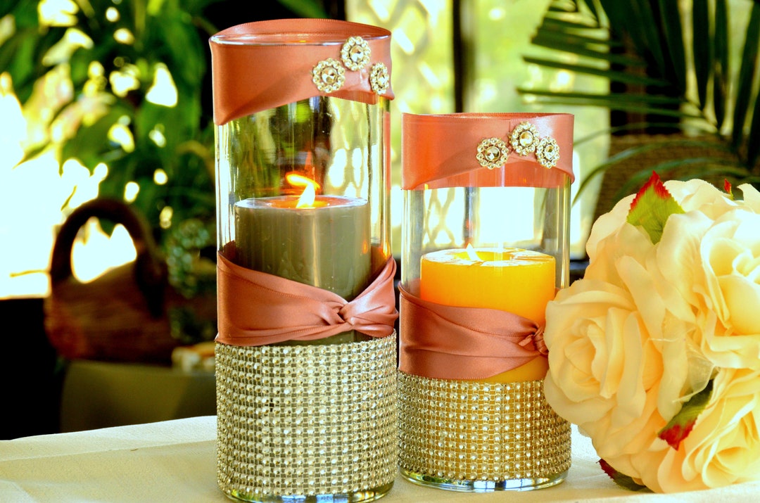 Set of 2 Bling Vase, Gold Vase,wedding Vase,bridal Shower,table Centerpiece,glam Vase,bouquet