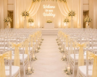 Wedding Aisle Decor, Pre Tied Wedding Chair Bows, Satin Chair Sashes, Minimalist Wedding Chair Decorations with Long Ribbon Tails, Chair bow