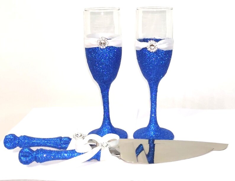 Sparkle Cake Cutting Setglitter Flutes and Cake Server Etsy