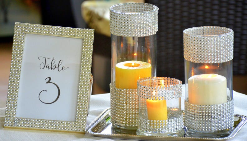 Set of 3-Wedding decors,Bridal shower,Rhinestone Centerpieces,glass Vase with bling,Glam Vase,wedding,bling vase,table centerpiece,bling zdjęcie 7