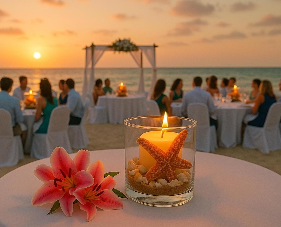 Centros De Mesa De Recepción Con Temática De Playa Tropical