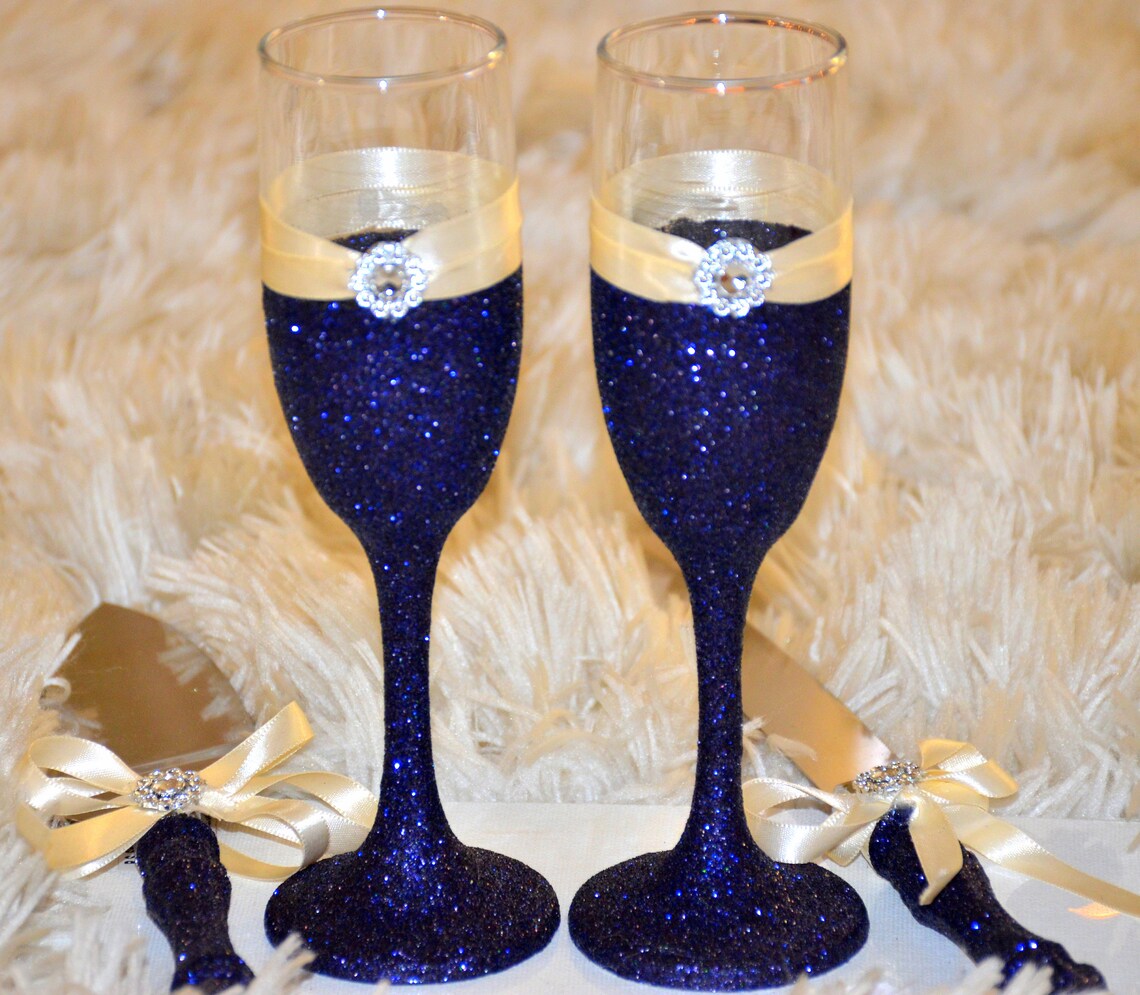Sparkle Cake cutting setglitter flutes and cake server Etsy