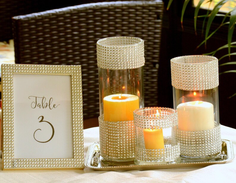 Set of 3-Wedding decors,Bridal shower,Rhinestone Centerpieces,glass Vase with bling,Glam Vase,wedding,bling vase,table centerpiece,bling zdjęcie 8
