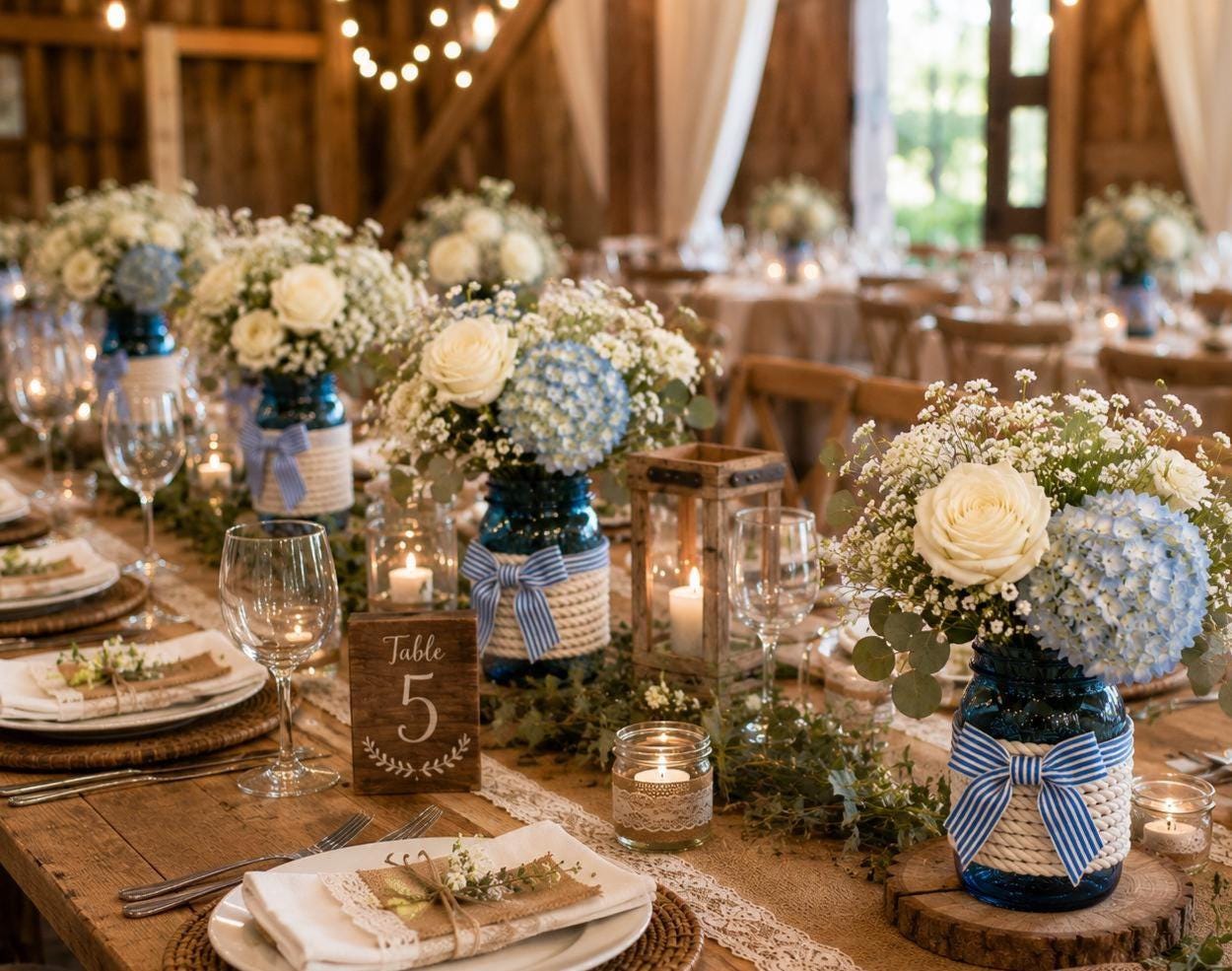 Beach Nautical Mason Jar Centerpiece