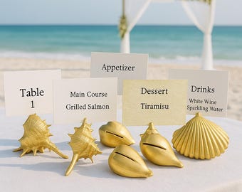 Pack of 15- Escort card holder, beach card holders, seashell place holder, table name holder, rustic wedding decor, nautical table decor,