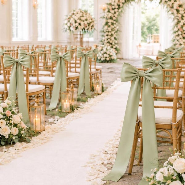 Decoración para el pasillo nupcial, lazos preatados para sillas de boda, fajas de satén para sillas, adornos navideños para sillas, recepción de banquete, lazo para silla de boda de invierno