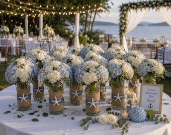 Bulk Beach wedding decor, Nautical wedding table centerpiece, Coastal wedding decor, Home decor, cylinder vase, Destination reception decor