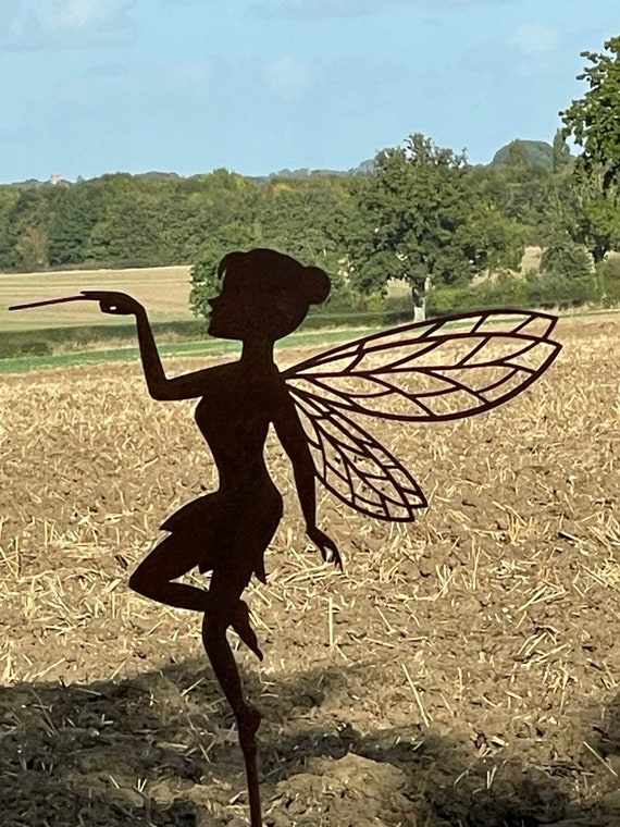 Beautiful Rusty Metal Fairy Tinkerbell Garden Stake - Etsy