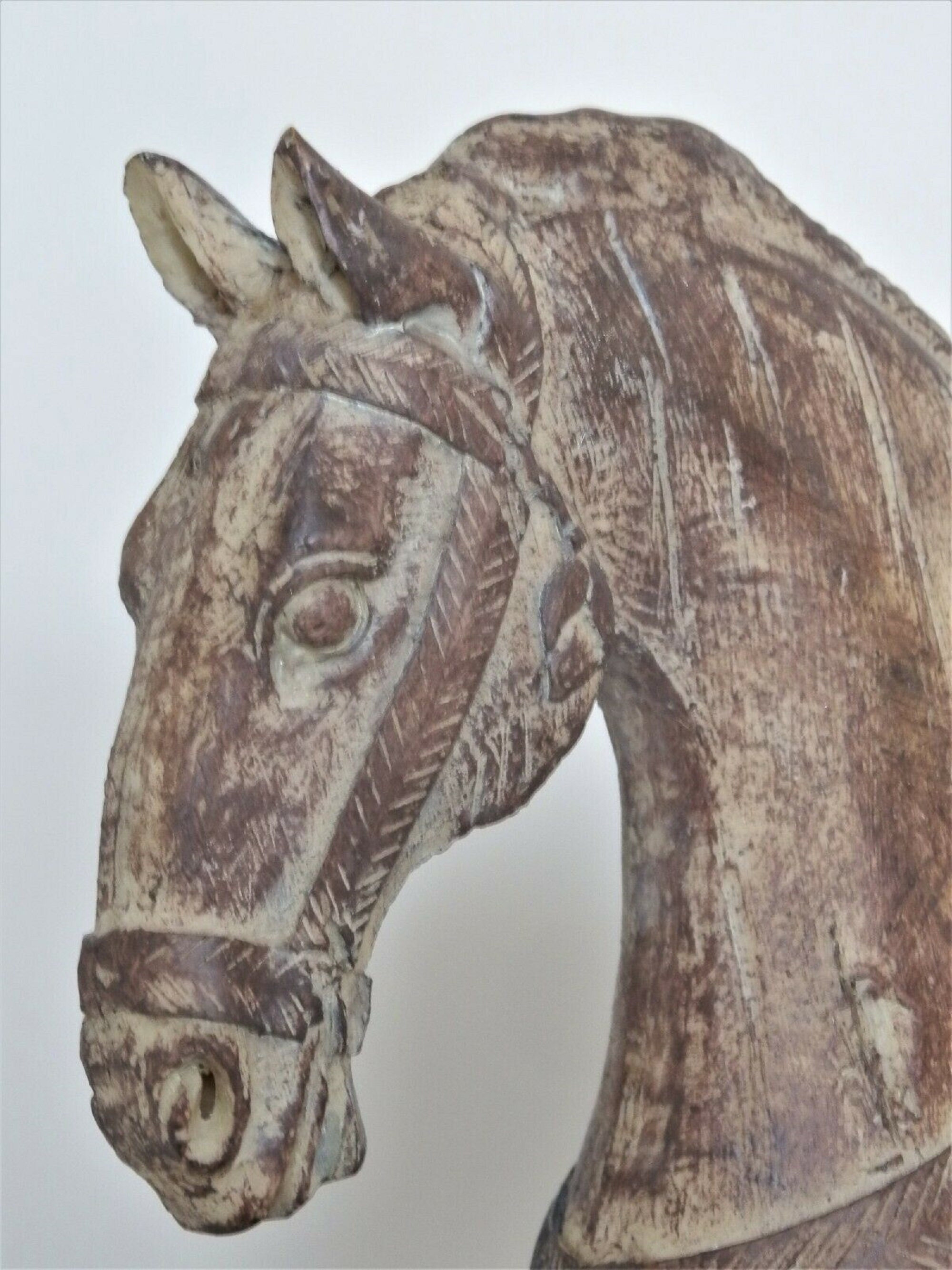 Beautiful Tang Horse Wood Carved Effect Antique Aged Style on Etsy UK