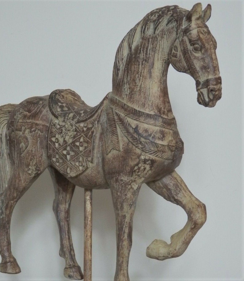 Beautiful Tang Horse Wood Carved Effect Antique Aged Style on Etsy UK