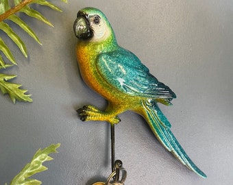Beautiful Hand Painted Enamel Parrot Wall Hook .Door Hook .Coat Hook