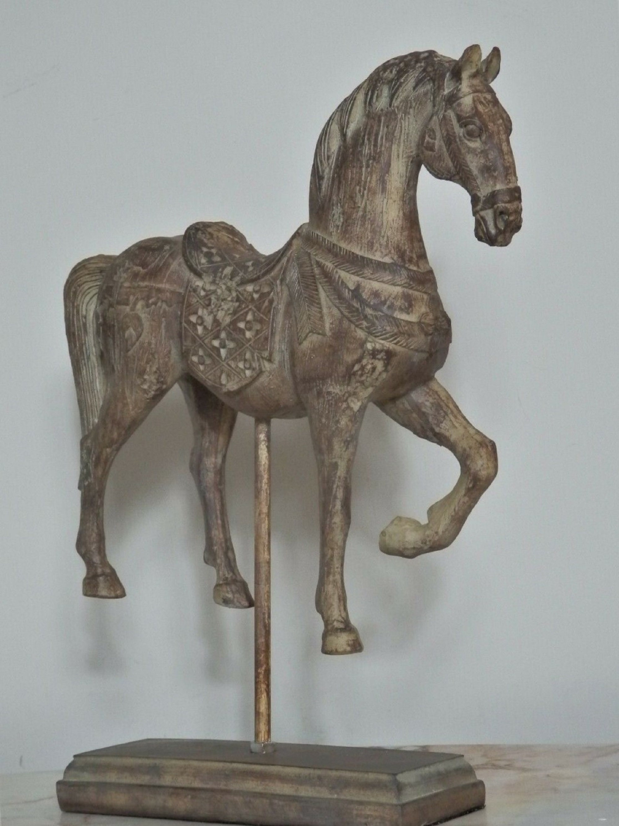 Beautiful Tang Horse Wood Carved Effect Antique Aged Style on Etsy UK