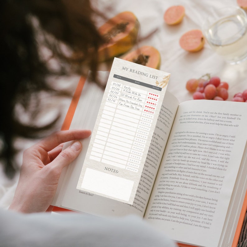 Printable Bookmark Library Card Reading List Digital Etsy