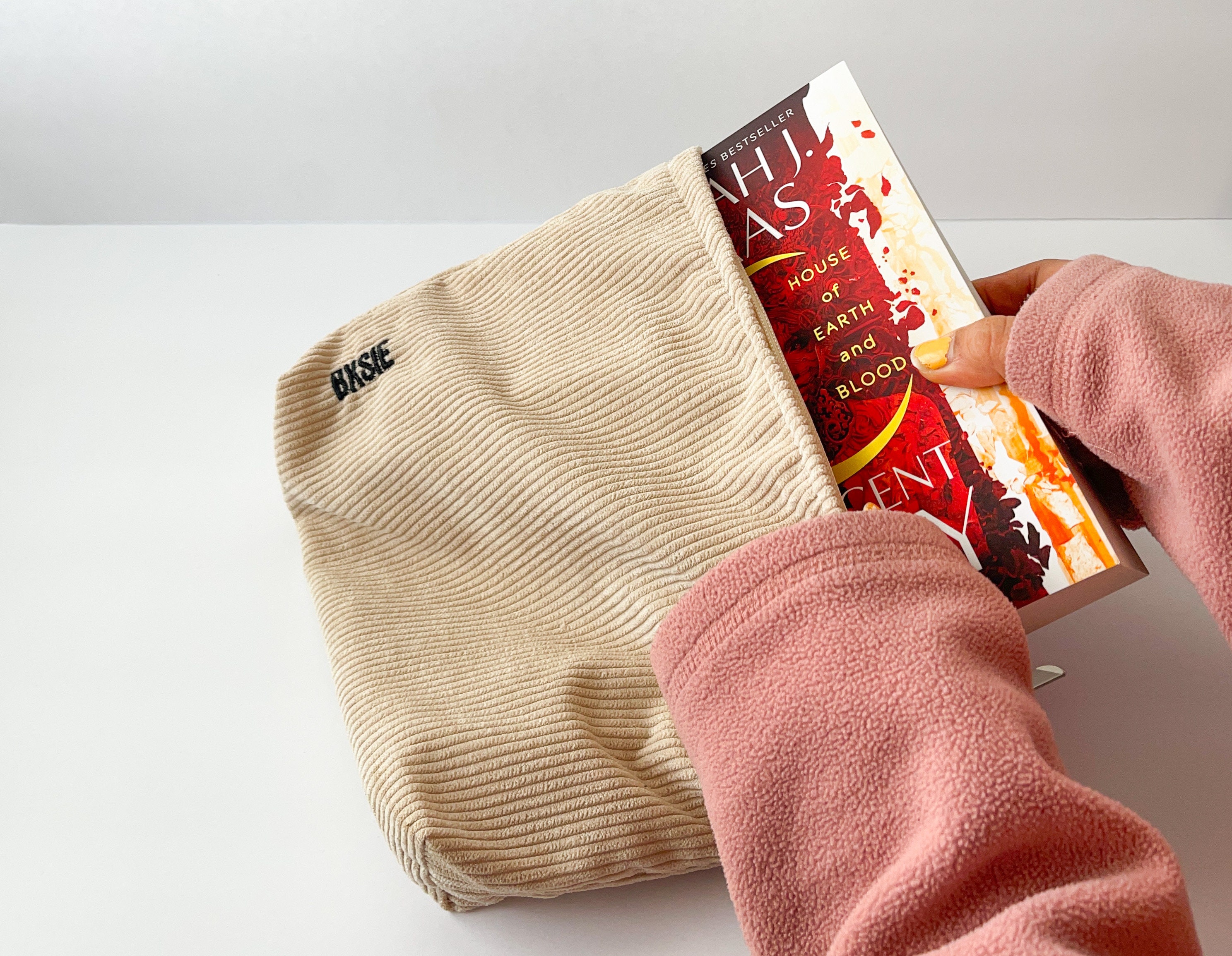 Original BOOK Sleeve for books with zipper, Corduroy Book Pouch Cover for paperbacks, free shipping eligible, book sleeve minimalist