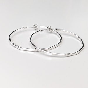 Hammered Silver Dodecahedron Hoop Earrings