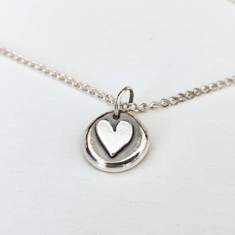 Silver Heart Pebble Necklace. - Etsy