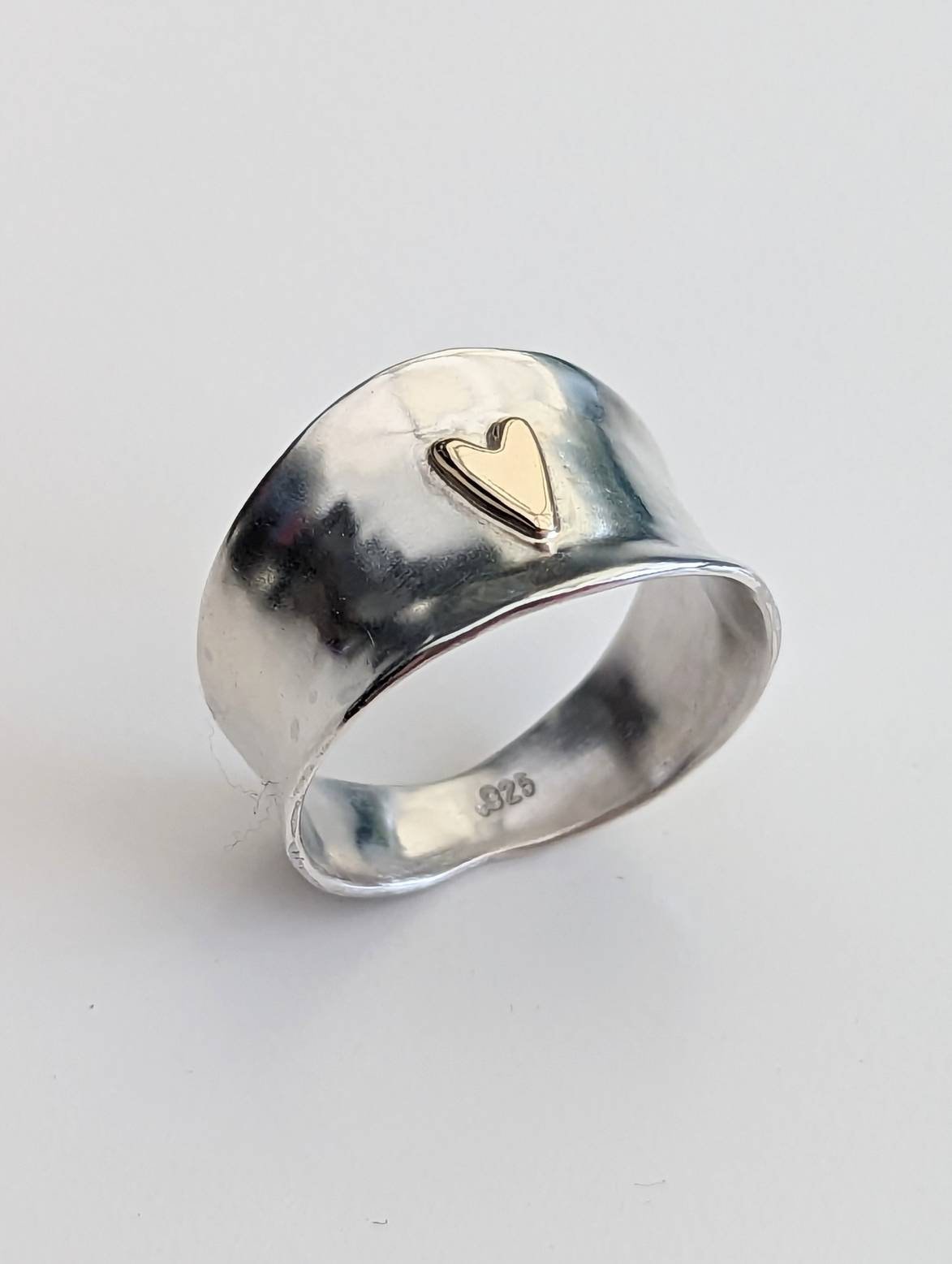 A Funky Chunky Gold Heart Silver Ring. Etsy Singapore