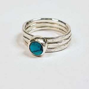 Three stacking rings with turquoise