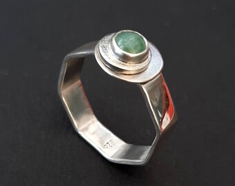 An octagonal Aventurine ring.