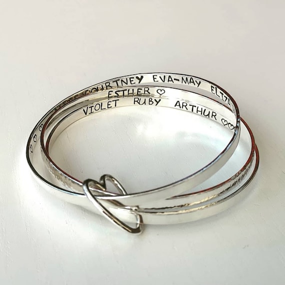 Personalised on sale silver bangle