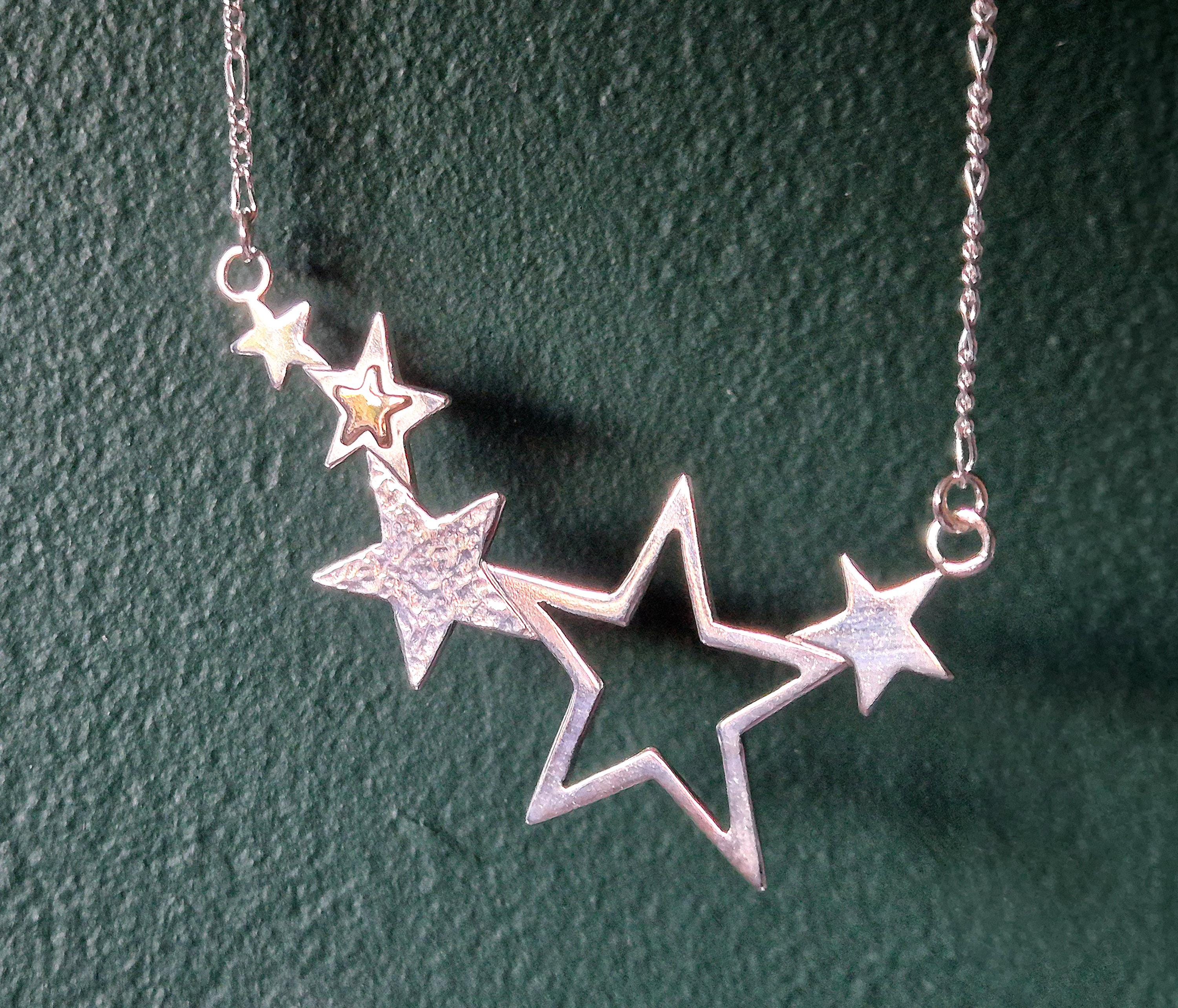Stunning Five Silver Star Necklace. - Etsy