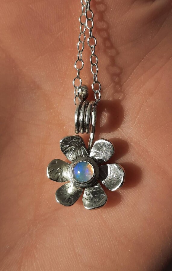 Buy A Small Opal Flower Pendant. Online in India Etsy