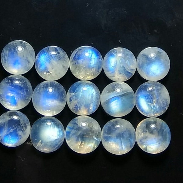 Mystical Moonlight: 15-Piece Set of Natural 9MM Round Cabochon Moonstones for Unique Jewelry and Ring Creations-June Birthstone Cabs