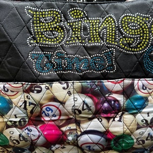 Blingo Bingo Tote Bag: Quilted Fabric, Dauber Pockets