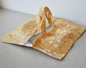 Yellow Flowered Tart Bag, handmade in France