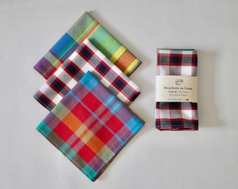 Set of 3 checked cotton handkerchiefs, Variegated 4