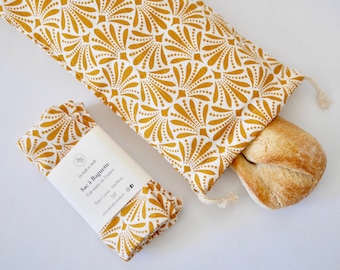 Baguette Bread Bag, Saffron, handmade